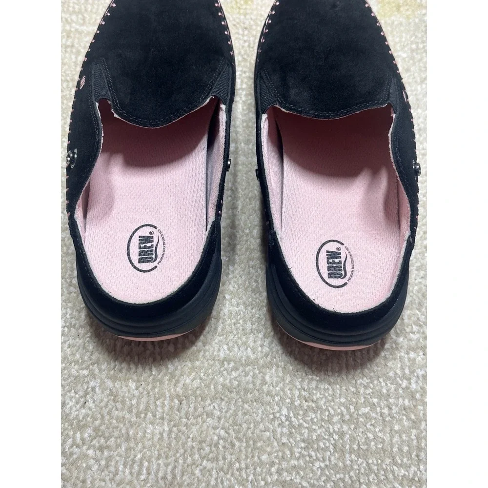 DREW 1875 Black Suede Mules Slip On Shoes Womens 8.5 WW Wide - Picture 3 of 6